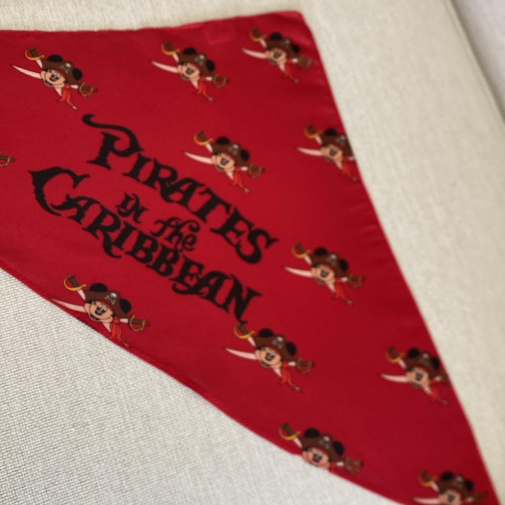 Disney Pirates of The Caribbean Red Bandana with Mickey Mouse Graphics - - Picture 4 of 7